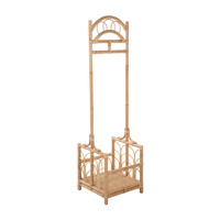 Porte-manteau en rotin naturel fabriqué à la main avec étagère à chaussures intégrée Organisateur d'entrée bohème pour chapeaux et veste pour espace garde-robe