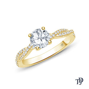 แหวนทอง 14K แบบปรับแต่งได้ งานแฮนด์เมด ดีไซน์เกลียวลายหอยประดับเพชรแบบ Pave  พร้อมวงแหวนแพลตตินัม - Product Image 1