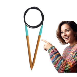Juego de agujas de tejer circulares de 29 pulgadas para hilo de estambre Juego de regalo con logotipo personalizado con cable de nailon Gancho de ganchillo Rundpinde Strikkepinde - Product Image 5
