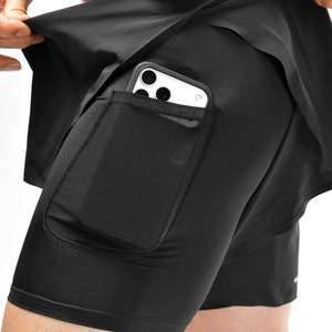 Pantalones Cortos Deportivos de Punto Premium para Hombre con Cordón Ajustable - Negro - Product Image 4