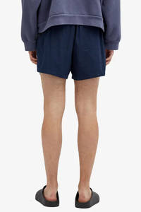 Pantalones cortos atléticos de color azul marino con cintura elástica, tela transpirable y ajuste relajado, patrón sólido para correr, gimnasio, ropa informal - Product Image 3