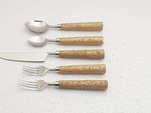 Ensemble de couverts de luxe en acier inoxydable écologique de qualité supérieure, finition mate en résine, logo personnalisé, pour hôtel, mariage, restaurant - Product Image 3