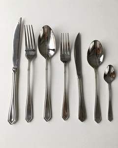 Ensemble exclusif de 5 pièces de couverts en métal, fourchette, cuillère et couteau, design en relief, acier inoxydable miroir, couverts de table en provenance d'Inde 2025 - Product Image 5