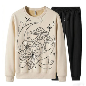 Survêtement décontracté moderne d'hiver pour homme avec strass, 100 % coton, écologique, léger, respirant, coupe confortable pour le streetwear - Product Image 1
