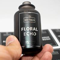Étiquette personnalisée OEM en vinyle métallisé, imperméable, durable, à forte adhérence, avec gaufrage argenté, pour emballage de flacon de parfum et de lotion
