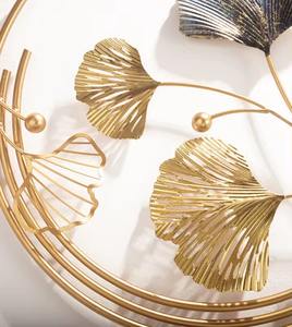 Moderna media luna Ginkgo hoja 3D Metal pared arte colgante decoración para el hogar boda dormitorio Diwali - Product Image 4