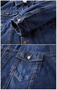 Veste slim décontractée personnalisée pour hommes Veste en jean homme bleu foncé décontractée à la mode en coton de haute qualité d'automne - Product Image 6