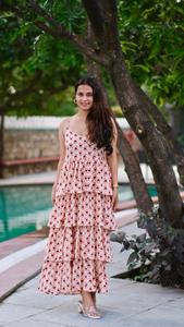 Maxi vestido de algodón para mujer Floral fruncido de longitud completa Regular Fit Modest Sweet Cute Vintage para primavera Vintage Floral vestido cansado - Product Image 5