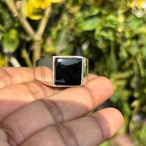 Anillo de Plata de Ley 925 con Piedra de Ónix Negro Original, Venta al por Mayor, Tendencia, Precio de Fábrica, Joyería para Hombre - Product Image 1