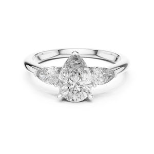 Bague en or rose 14 carats pour femme, diamant de laboratoire taille poire, pour tous les jours |   Nouveau diamant cultivé - Product Image 2