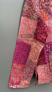 Chaqueta Kantha de seda de la mejor calidad para mujer, abrigo corto de retales, Reversible, hecha a mano - Product Image 5