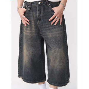 Wholesale Casual Vintage Washed Denim <b>Shorts</b> For <b>Men</b> Custom logo Embroidery Oversized <b>Shorts</b> <b>Baggy</b> Style <b>Men's</b> Denim Jort - Product Image 4