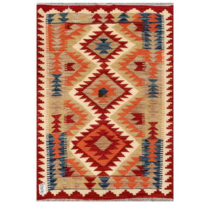 Alfombra Kilim de Maimana, Afganistán, 116 x 80 cm, Tapiz para Colgar en la Pared - Product Image 1