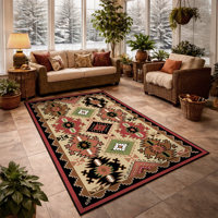 Turkua Home Emirgan Chenille Digital Printed Kilim Rug Non Slip Cotton Base Pet Friendly Low Pile Runner Area Carpet OEM ODM