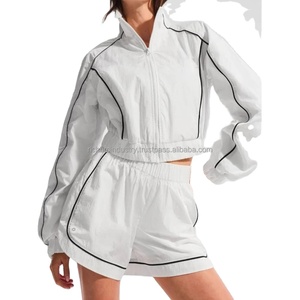 Women's Casual Two-Piece <b>Set</b> Summer Long Sleeve Jacket and New Shorts Loose Fashion Sweatsuit Outfit - Product Image 2