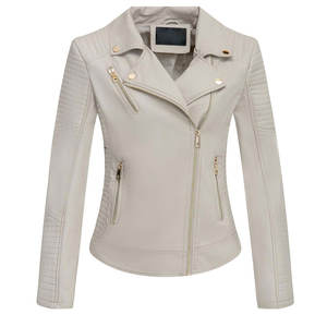 Chaqueta de cuero delgada para mujer superventas para invierno diseño personalizado proceso de punto impermeable transpirable tela de lona frontal - Product Image 1