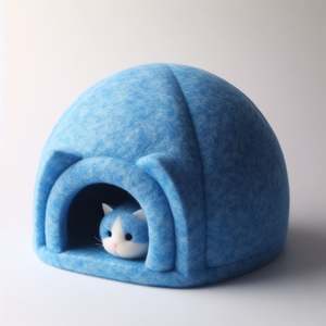 Cama de cueva para gatos versátil, accesorio para mascotas de fieltro de lana suave y cómodo con patrón de rayas, gran valor, dinero - Product Image 6