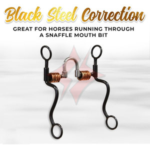 FLASH GEAR Brida de Corrección de Acero Negro para Caballos, con Boca de 5 Pulgadas de Cobre de Doble Bisagra y Mejillas de 8 Pulgadas, Estilo Western, Personalizable - Product Image 2