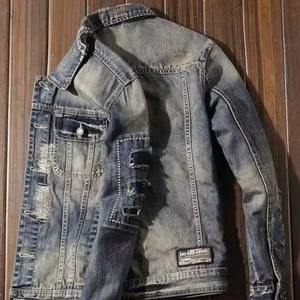 Chaqueta vaquera ajustada estilo retro para hombre, ropa de trabajo para montar en motocicleta, chaqueta informal holgada - Product Image 5