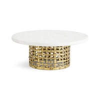 Support à gâteau rond moderne en marbre blanc et métal, écologique, très vendu, diamètre 11 pouces, hauteur 3,75 pouces, lavage à la main uniquement, Abi Overseas