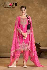 Top de tela Chinnon Premium con bordado de trabajo de espejo y pantalón de tulipán Dhotistyle con impresión digital Dupatta - Product Image 5