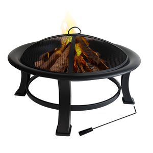 เตาย่างพิซซ่ากลางแจ้งเตาย่างบาร์บีคิวกลางแจ้งแบบไร้ควันทำจากเหล็กกลมเผาด้วยตะแกรงจุดประกายไฟสำหรับสวน - Product Image 1