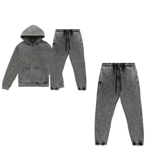 ชุดวอร์มสำหรับผู้ชายแบบล้างกรดชุดวอร์มสีพื้นแบบสั่งทำ - Product Image 3