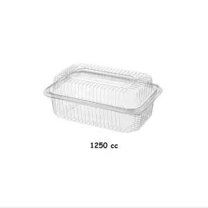 In Stock Ready to Ship Plastic Leakproof Container with Camber Lid 1250cc High Quality Disposable Plastic Boxes for Food Trays