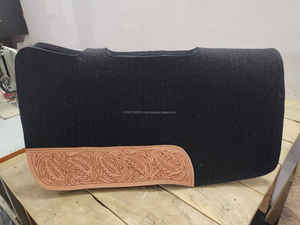 Tapis de selle western en feutre de laine classique de haute qualité, confortable et polyvalent, avec patchs en cuir véritable, personnalisation disponible - Product Image 3