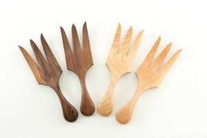 Meilleurs Gadgets outils pour légumes outils de forme à main serveur à salade en bois mains faciles à utiliser pour mélanger de nombreux articles de légumes - Product Image 4