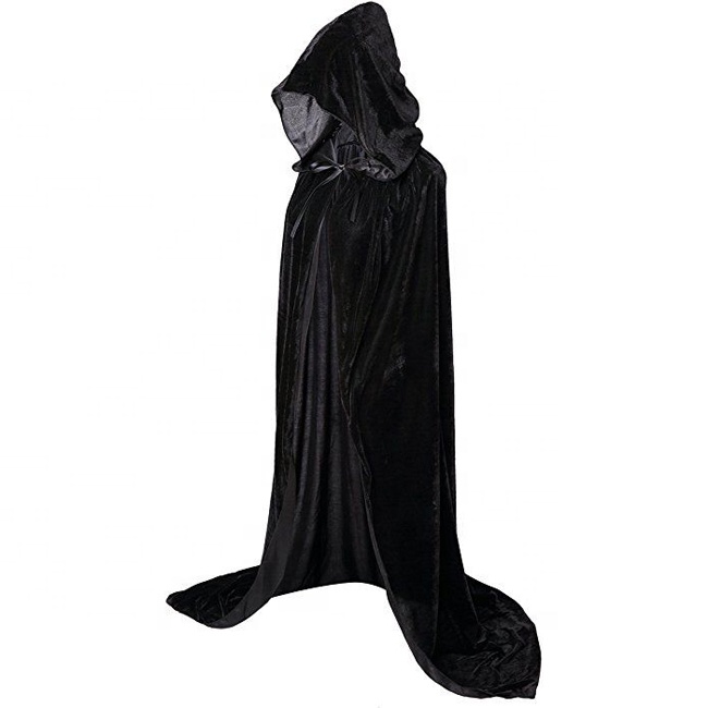 AOOWU Capa Negra Con Capucha Para Adultos – Túnica Medieval Jedi O Vampiro, Unisex, Ideal Para Halloween Y Fiestas De Disfraces