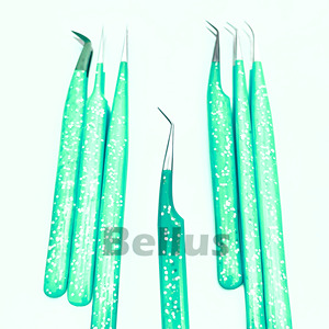 Pinzas para pestañas de copo de nieve con brillo esmerilado, Punta puntiaguda de precisión recubierta de Gel, herramienta de pestañas sostenible de acero inoxidable anticorrosivo - Product Image 4
