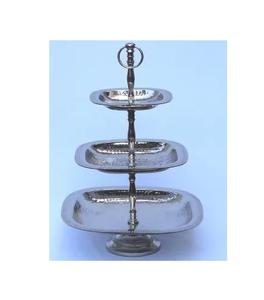 Présentoir à gâteau rond en cuivre moderne à 3 niveaux avec arc en métal Outil décoratif de table de mariage en acier inoxydable - Product Image 6