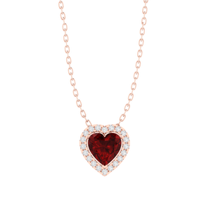 Chaîne plaquée or de 18 pouces avec pendentif en rubis taille cœur de 20 carats, plaqué rhodium et or jaune, bijoux en argent sterling - Product Image 1