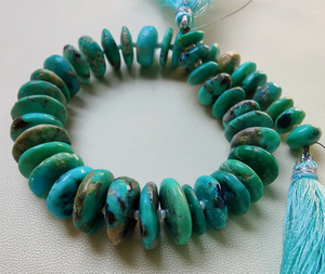 100% Natural Arizona turquesa Rondell forma cuentas, turquesa suave Rondell cuentas, 8 pulgadas Arizona turquesa piedras preciosas cuentas - Product Image 2