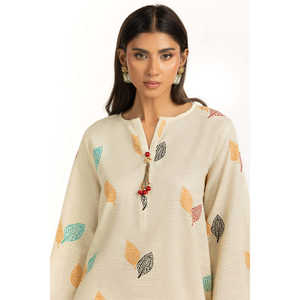 Ensemble Coordonné Khaddar Jacquard Slub Imprimé IUSTTS-1154 Tenue Décontractée 2 Pièces pour Printemps/Été Tailles XS et XXS Disponibles - Product Image 2