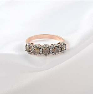 แหวนฮาโลเพชรสีขาวธรรมชาติสีเงินสเตอร์ลิง925ความแม่นยำสูง - Product Image 1