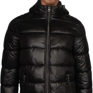 Veste en toile élégante et confortable pour hommes, manteau chaud matelassé imperméable avec capuche, vêtements d'extérieur légers pour l'hiver - Product Image 1