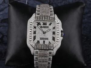 Reloj de Lujo para Hombre, Plata de Ley 925 y Oro, con Movimiento de Cuarzo y Diamantes Moissanite, Brillante, Estilo Hip Hop, Joyería de Moda - Product Image 4