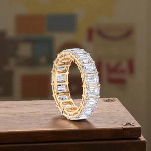 10.00 Carat F-G/VS Lab Grown Emerald Cut Diamond Eternity Band Ring Solid 10K14K18K Gold Bijoux faits à la main - Product Image 2