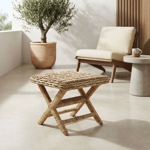 Natural Woven Rattan <b>Folding</b> <b>Stool</b> Portable Cross Leg Footstool Outdoor Garden Chair Setup Room Decor Pure Art Design - Product Image 4