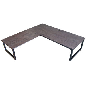 L-Shaped 140x140cm Rubber Wood Low Table with Iron Legs <b>Computer</b> <b>Desk</b> CD68013 - Product Image 5