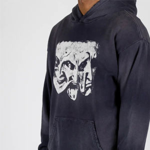 Sweats à capuche en molleton régulier de haute qualité pour hommes manches longues sweats à capuche thermiques d'hiver Logo imprimé personnalisé cordons de serrage sweats à capuche solides - Product Image 6