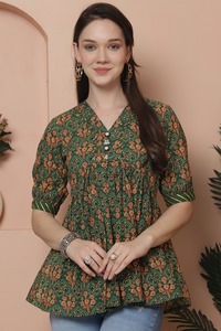 Atasan Kurti pendek/penuh lengan pendek katun murni desain bergaya Modern Barat untuk anak perempuan tersedia dalam jumlah besar - Product Image 5