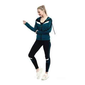 ชุดวอร์มลำลองสำหรับผู้หญิงชุดวอร์มสองชิ้นแขนยาวมีซิปคอปกตั้งโลโก้ตามสั่งฤดูใบไม้ผลิ2025 - Product Image 4