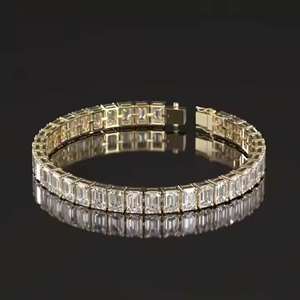 Nouvelles arrivées Testeur de diamants 5mm * 3mm Moissanite diamant Emerald Cut Tennis Bracelet 925 Sterling Silver \ gold fine Jewelry - Product Image 4