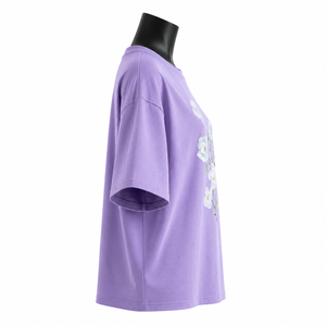 Camiseta Extra Grande de Lavanda para Mujer, 100% Algodón, Estampado Floral, Corte Holgado Informal, Camiseta Gráfica de Moda de Verano, OEM ODM al por Mayor - Product Image 5