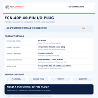 PAICONNECT FCN-40P Connecteur femelle 40 broches en cuivre avec boîtier ABS IP20 pour câbles de contrôle industriels I/O et connexions de fils