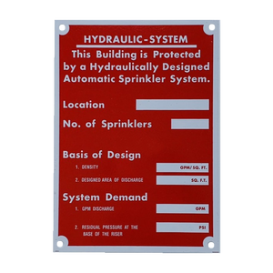 ป้ายคำนวณอลูมิเนียมไฮดรอลิกขนาด5x7ทนทานสำหรับระบบป้องกันอัคคีภัยอุปกรณ์ดับเพลิง - Product Image 1