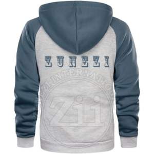 Sweat à capuche zippé en polaire noir, décontracté, respirant, pour homme, 100% coton, avec broderie, service OEM personnalisé - Product Image 2